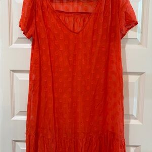 Ella Moss Red Dot Textured Short Sleeve Dress